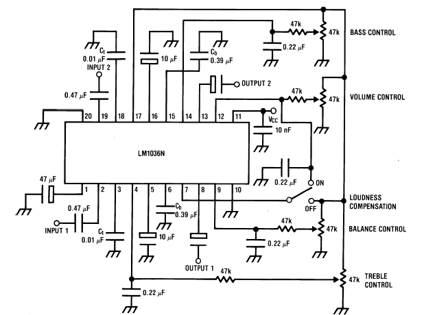 Bass-treble tone control circuit
