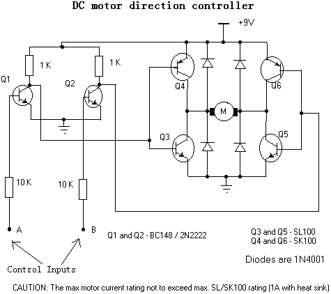 Discrete component motor direction controller